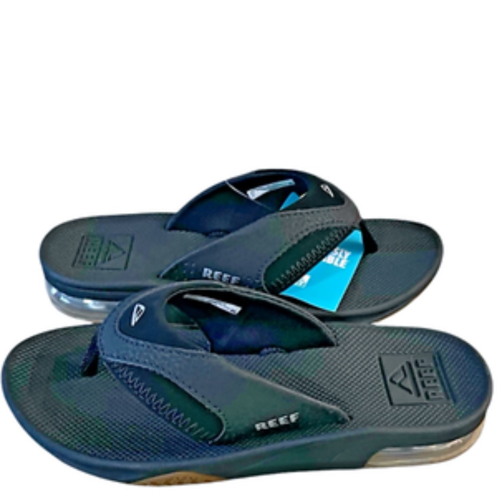 Reef Boys Fanning Flip Flops‎ Size 1 Youth Black Sandals